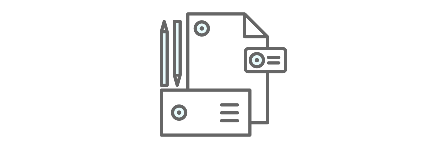 Ícone de materiais de identidade corporativa
